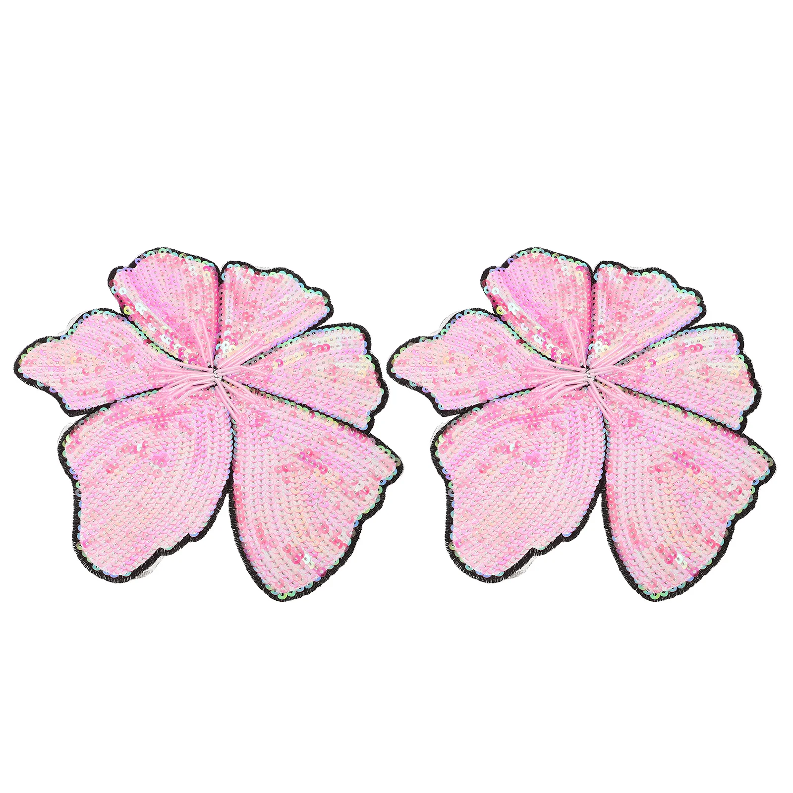 

2Pcs Bright Flower Sequin Patches Hand-Embroidered Fabric Appliques for Costume Dress Shoe Bag DIY Embellishment Stage Show