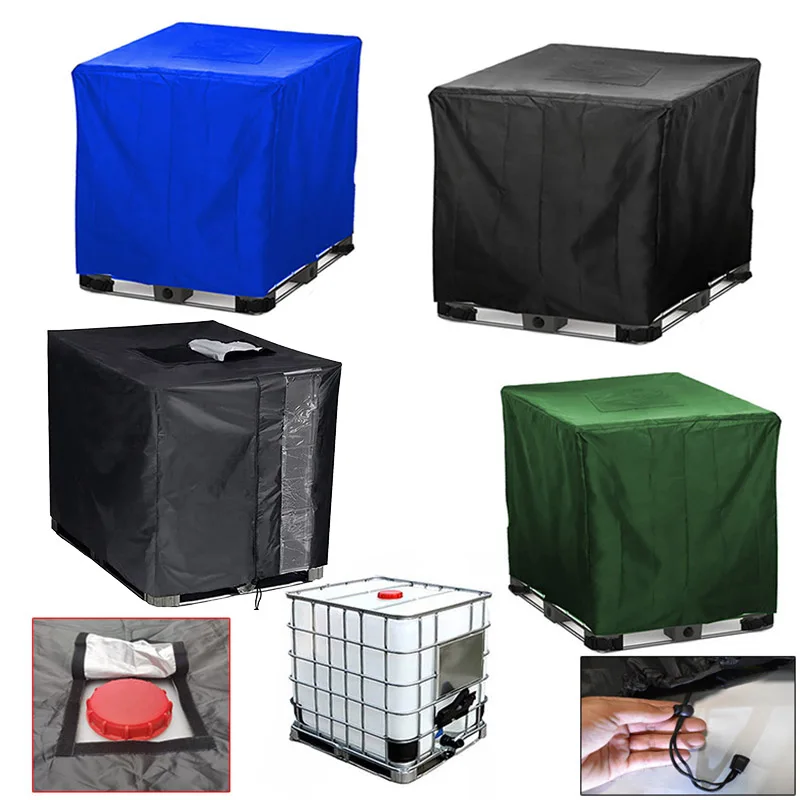 Cubierta de tanque IBC para tanque de agua 1000L 800L 600L 300L verde azul protección UV IBC Tote cubierta jardín impermeable cubierta a prueba de polvo
