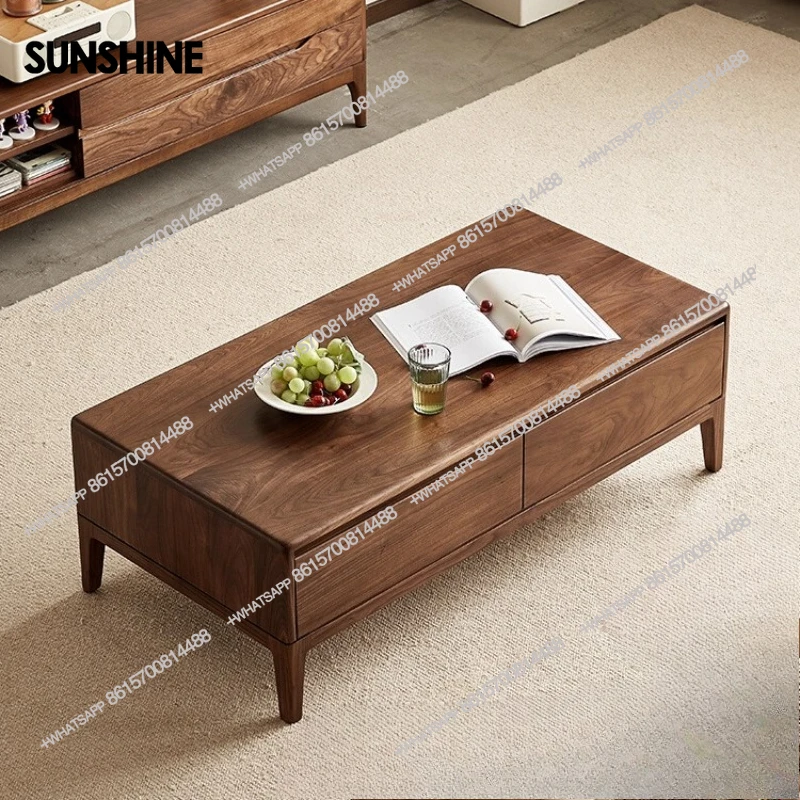 

North America Simple solid wood coffee table table for home living room log coffee table