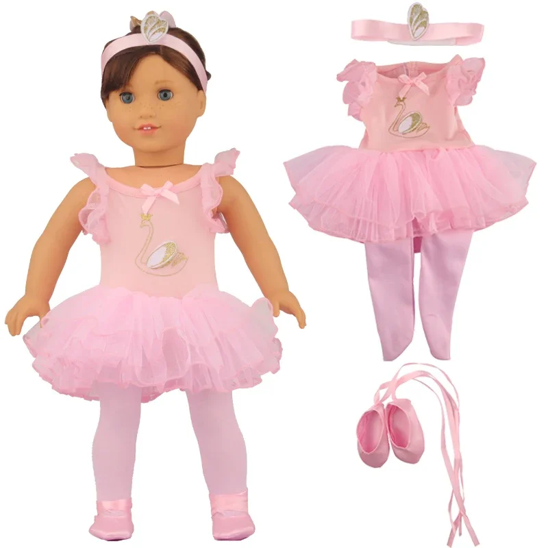 18 inch AG OG Girl doll Dress 18" girl Doll clothes Outfit Pink White Ballet Costumes