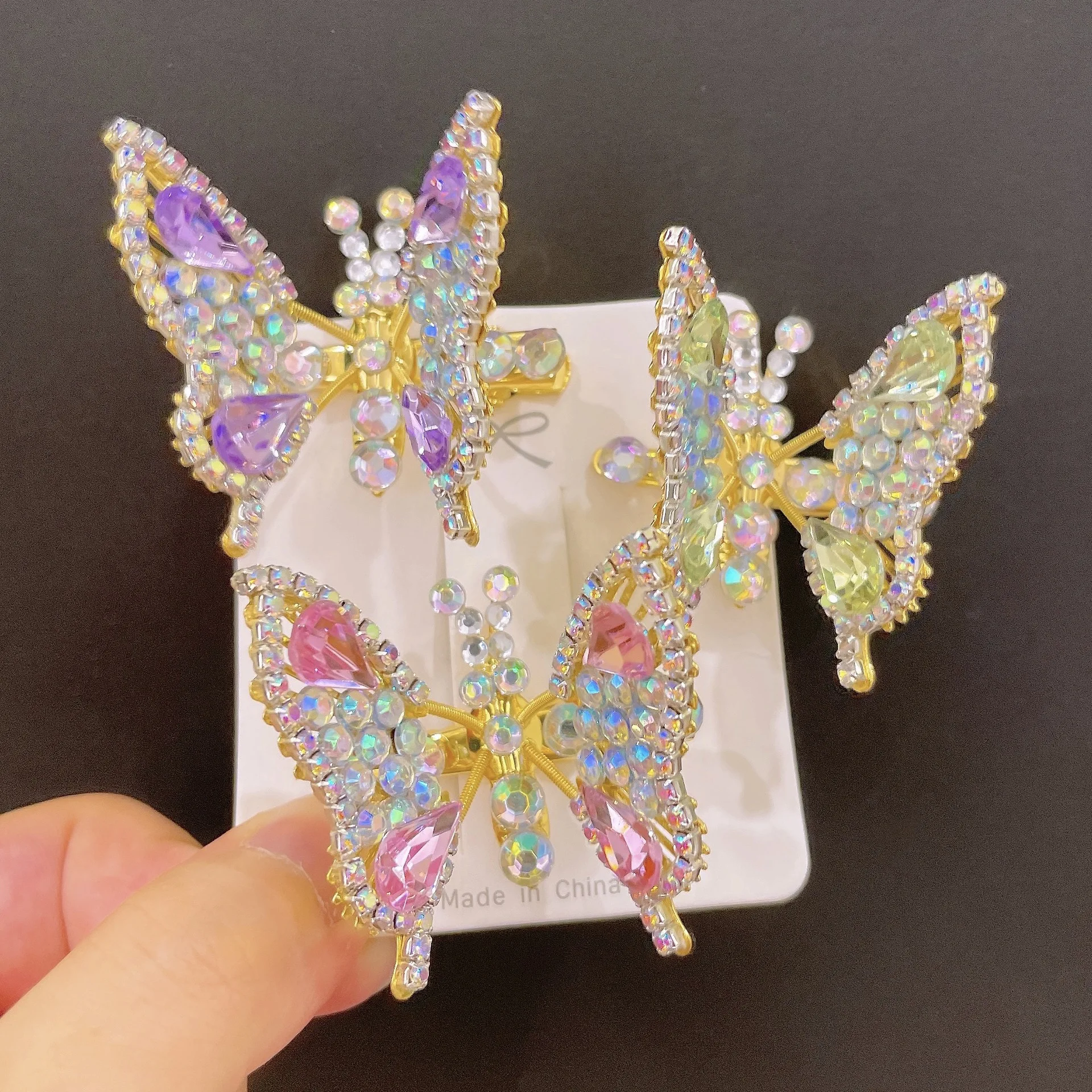 New Korean Movable Rhinestone Butterfly Hair Clip Women Three-dimensional Exquisite Side Bangs Clip Children Hair Accessories