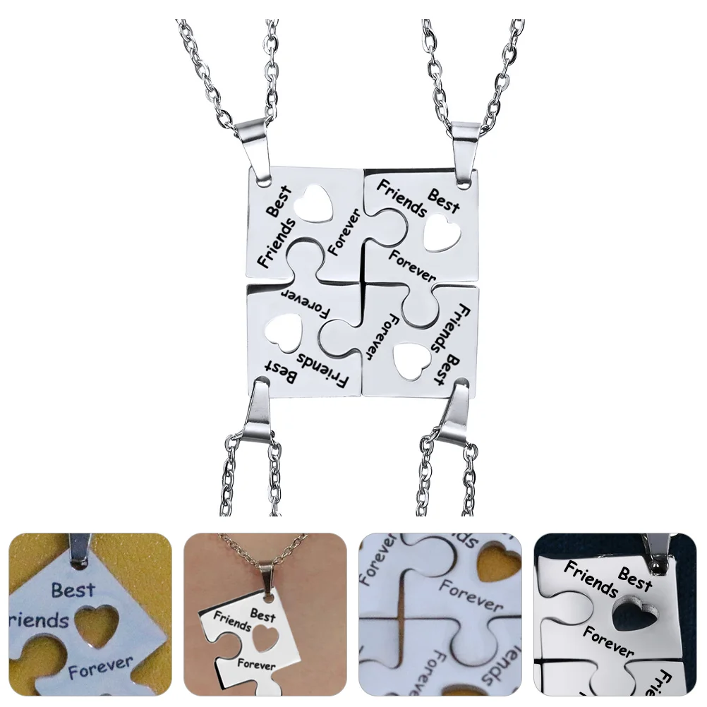 4 Pcs Good Friend Necklace Necklaces Paired Pendants All for 1 Goods 2 Bbf Puzzle Women The Gift Accessories Lovers