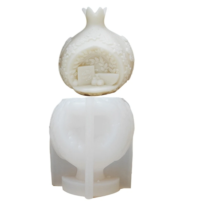 قوالب شموع من السيليكون على شكل رمان لصنع صابون الشموع من راتنجات الإيبوكسي