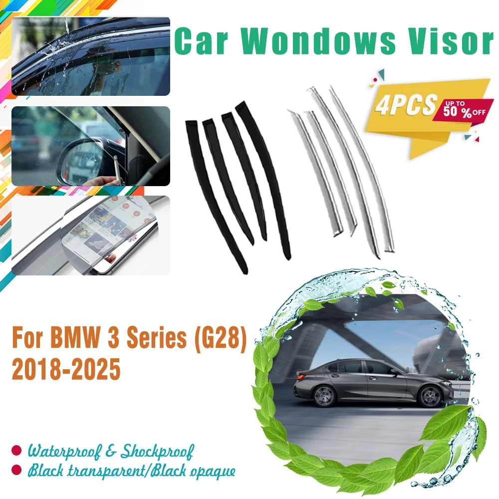 

4pcs Car Windshields For BMW 3 Series G28 2018-2025 Long-wheelbase Sedan Sun Rain Window Visor Rain Guard Trim Auto Accessories