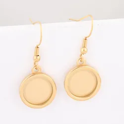 6pcs Stainless Steel Gold Plated Fit 12mm Cabochon Earring Base Setting Blanks Diy Hooks Findings For Jewelry Making Accessories