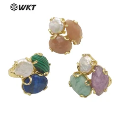WT-R418 WKT 2022 NEW Arrival Party Women Party Ring Natural Pearl&Gemstone Wedding Rings Adjustable Ring Trend Jewelry INS