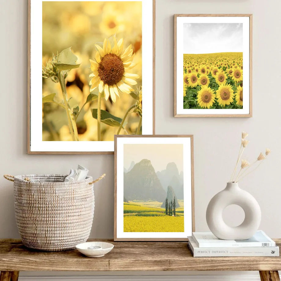 Sunflower Lemon Yellow Natural Landscape Wall Art Aesthetics Print Canvas Painting Posters for Living Room Modern Home Decor
