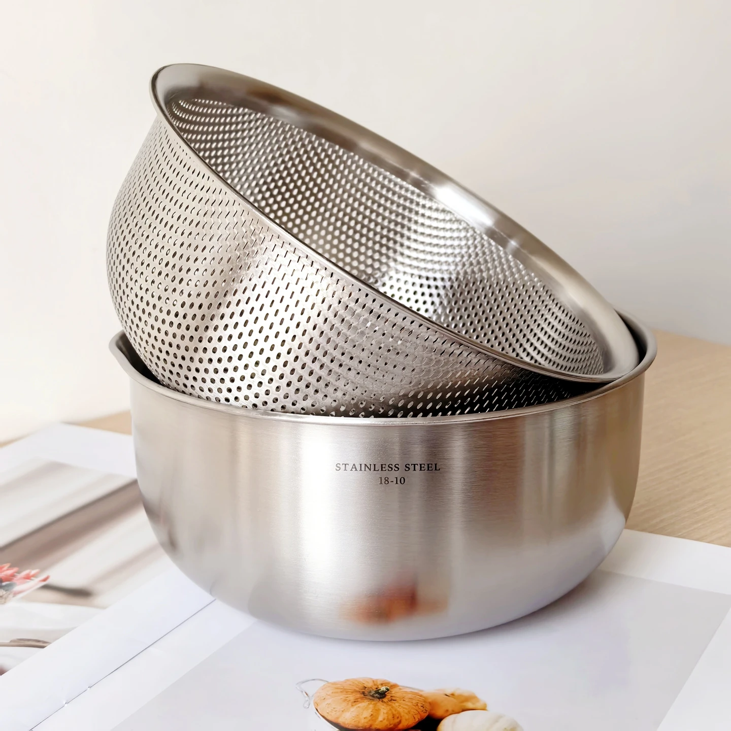 

80 Stainl Steel Drain Basket Vegetable Waing Basin Egg Beating Pan Baking Tray with Sc Drainage Basket Home Use