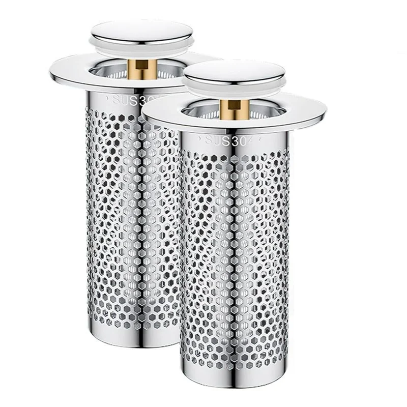 Filtro de drenaje de suelo de acero inoxidable de BAAG-2Pcs, colador de fregadero de bañera, filtro de fregadero arriba, para cocina, bañera, tubería de agua del fregadero