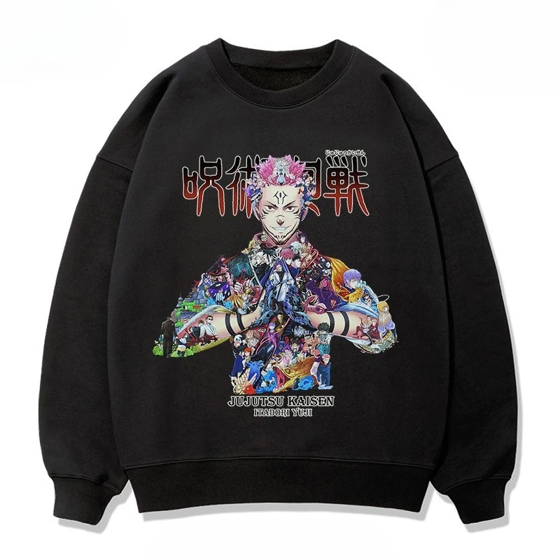 

The 2025 autumn/winter new Jujutsu Kaisen printed round-neck hoodie is a trendy couples clothing suitable for both men and women