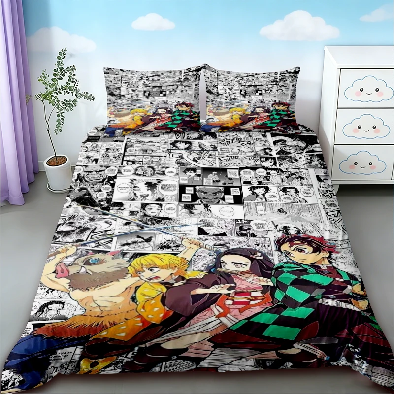 

Duvet Cover Anime Demon Slayer Pillowcase 3D Printed Bedding Set Double Twin Full Queen King Adult Kids Bedclothes Quilt Cover