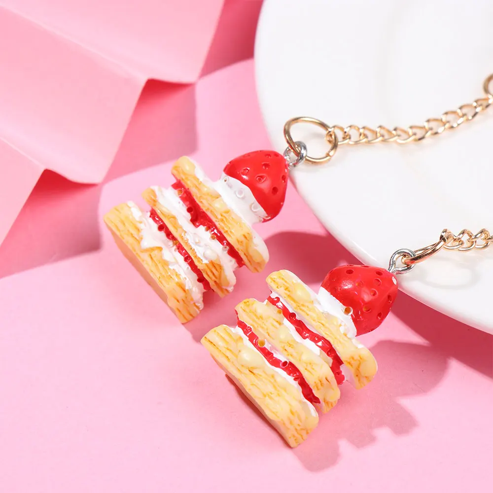 Strap Lanyards For IPhone Samsung Keys Mobile Phone Strap Hang Rope Phone Charm Popular Cute Japanese Strawberry Cake Decor Gift