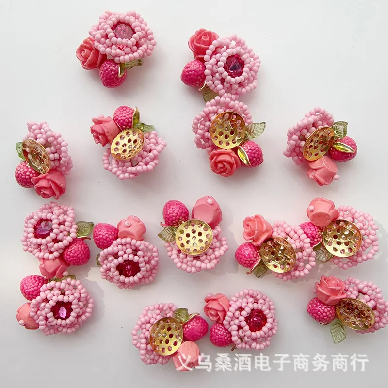 Premium Resin Candy Rose Shoe Charm Hat Flower Hair Band for Crocs Fresh Sweet Korean Style DIY Beaded Buckle