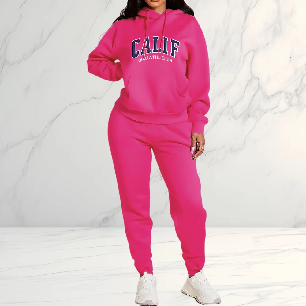 

2025 Women's Hoodie & Pants 2-Piece Set, High Quality Tracksuit for Casual Streetwear, Warm Autumn Winter Sportswear Suit