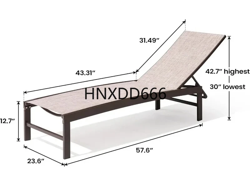 

Crestlive Products Aluminum Adjustable Chaise Lounge Chair Outdoor Five-Position Recliner, Curved Design, All Weather