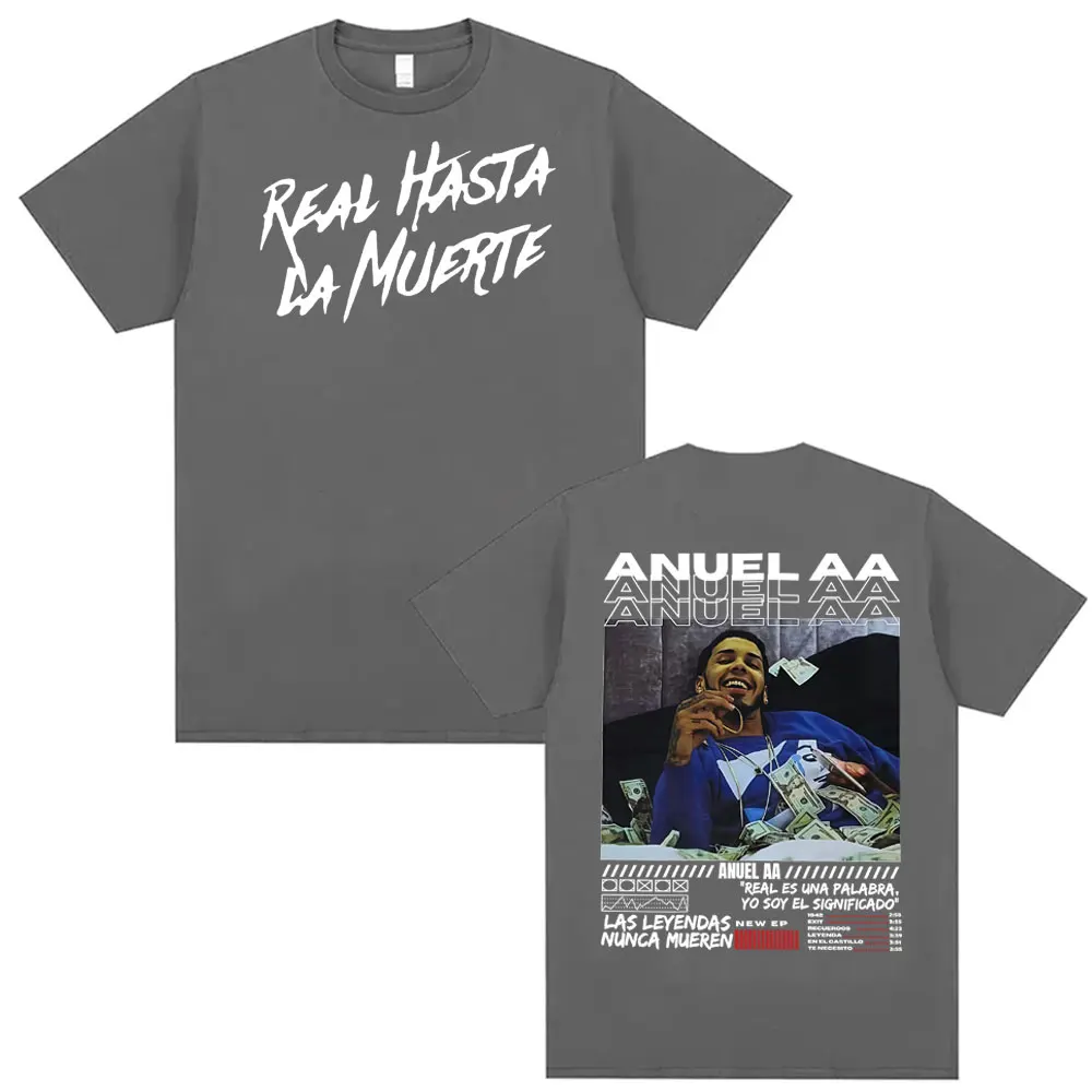 Rapper Anuel AA Real Hasta La Muerte Graphic T Shirt Men's Clothing 100% Cotton 90s Vintage T-shirts Unisex Casual Loose T-shirt