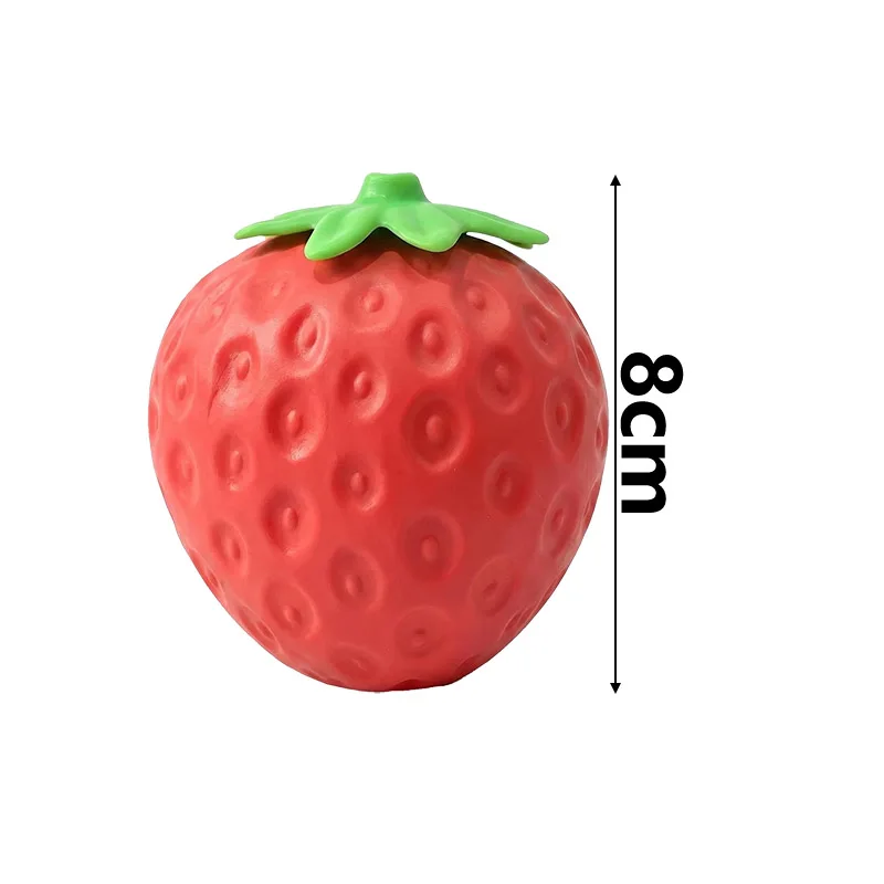 TPR Strawberry Squishy Stress Relief Toy Soft Squeeze Fidget Toy Sensory Decompression Gift for Kids Adults