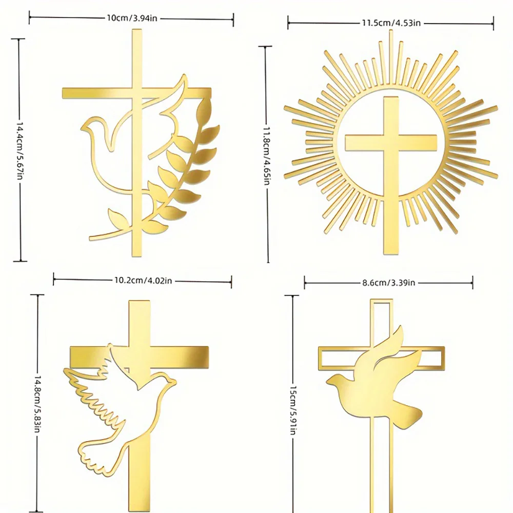 1/5 Stück Goldenes Kreuz & Taube Kuchendeckel Heilige Kommunion Dekor, Taufe Partyzubehör, Erstkommunion Kucheneinsatz Babyparty – Detail 6