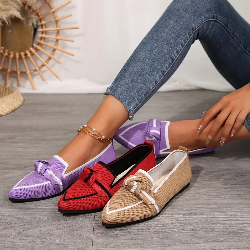 2026 Fashion Pointed Toe Casual Women's Flats and Loafers Spring Autumn New Solid Color Soft Soled Women Shoes Zapatos De Mujer