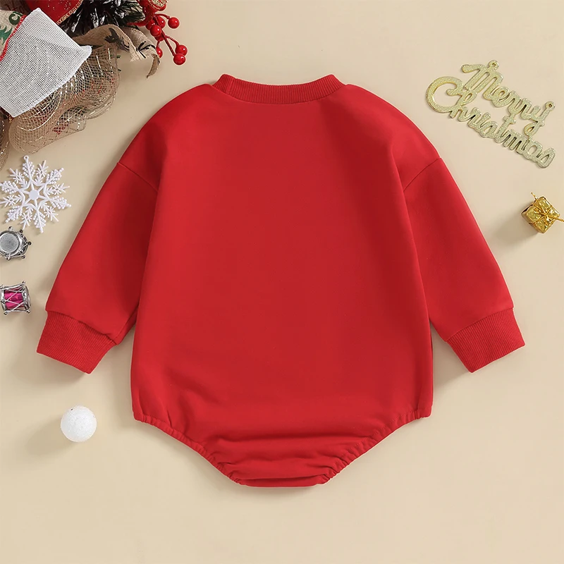 

Newborn Baby Boy Girl Christmas Outfit Long Sleeve Tree Santa Hat Embroidery Sweatshirt Bubble Romper