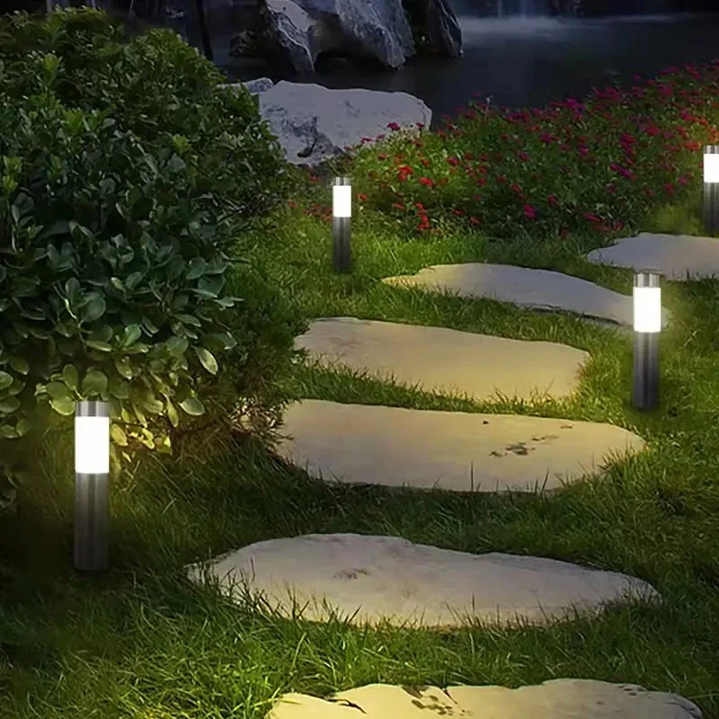 Lámparas LED cilíndricas simples creativas, iluminación Solar para jardín y patio, decoración de Villa, farolas, lámparas solares para césped