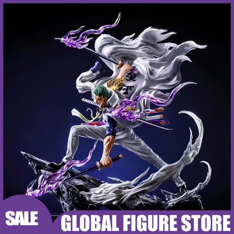 

22cm One Piece UK Navy Zoro Figure Three Admirals Version GK Statue Dual Head Sculpture with Blister Color Box Toy Kids Gift