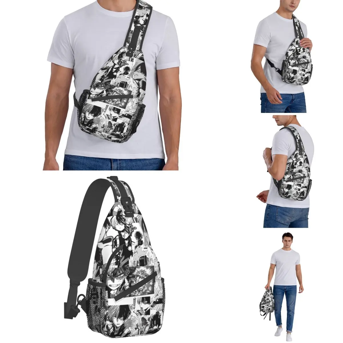 Todoroki Shoto Schulter tasche Brust Cross body Schulter Rucksack Reise Wandern Tages rucksäcke mein Held Akademie Anime Manga Männer Frauen Pack