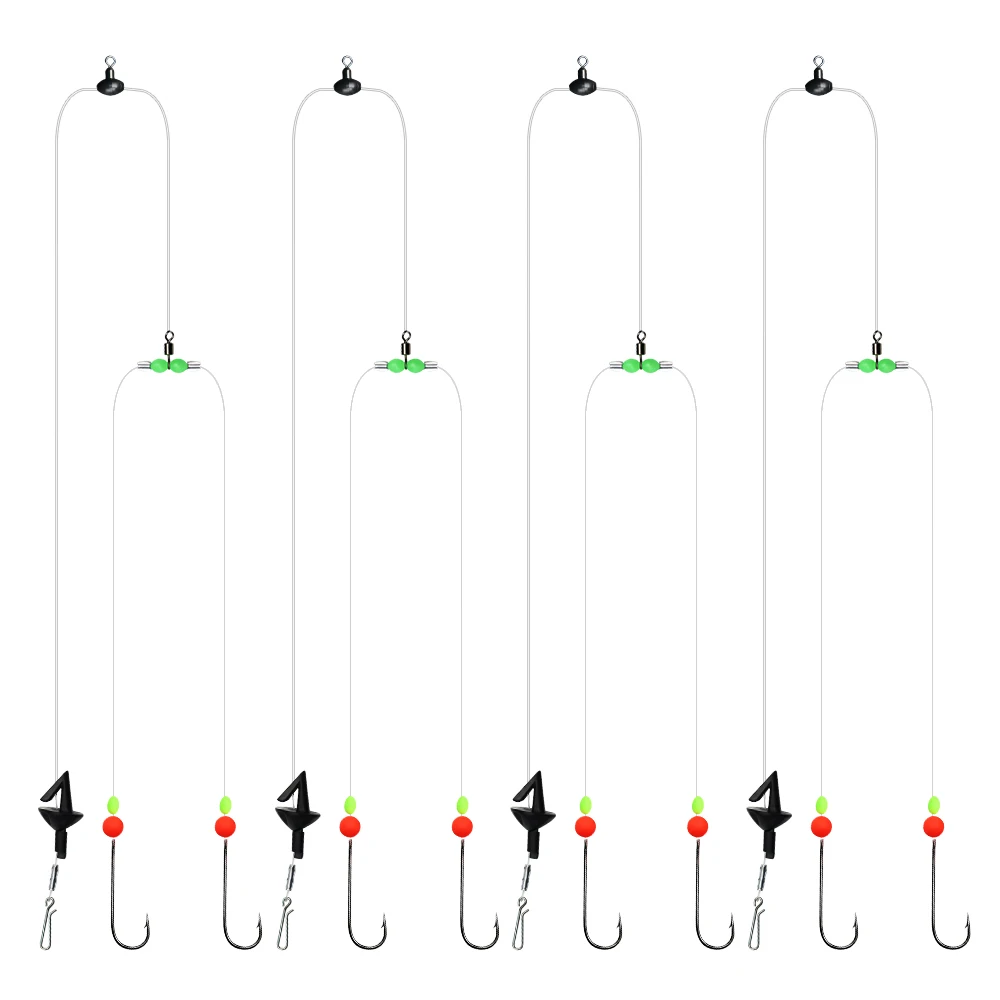 ZYZHE 1/3/5 Stück Angelrolle mit Doppelschwimmer, Unterlinie und Haken, Weitwurf-Angelrigs, vorgebundene Angel-Flapper-Rigs – Detail 10