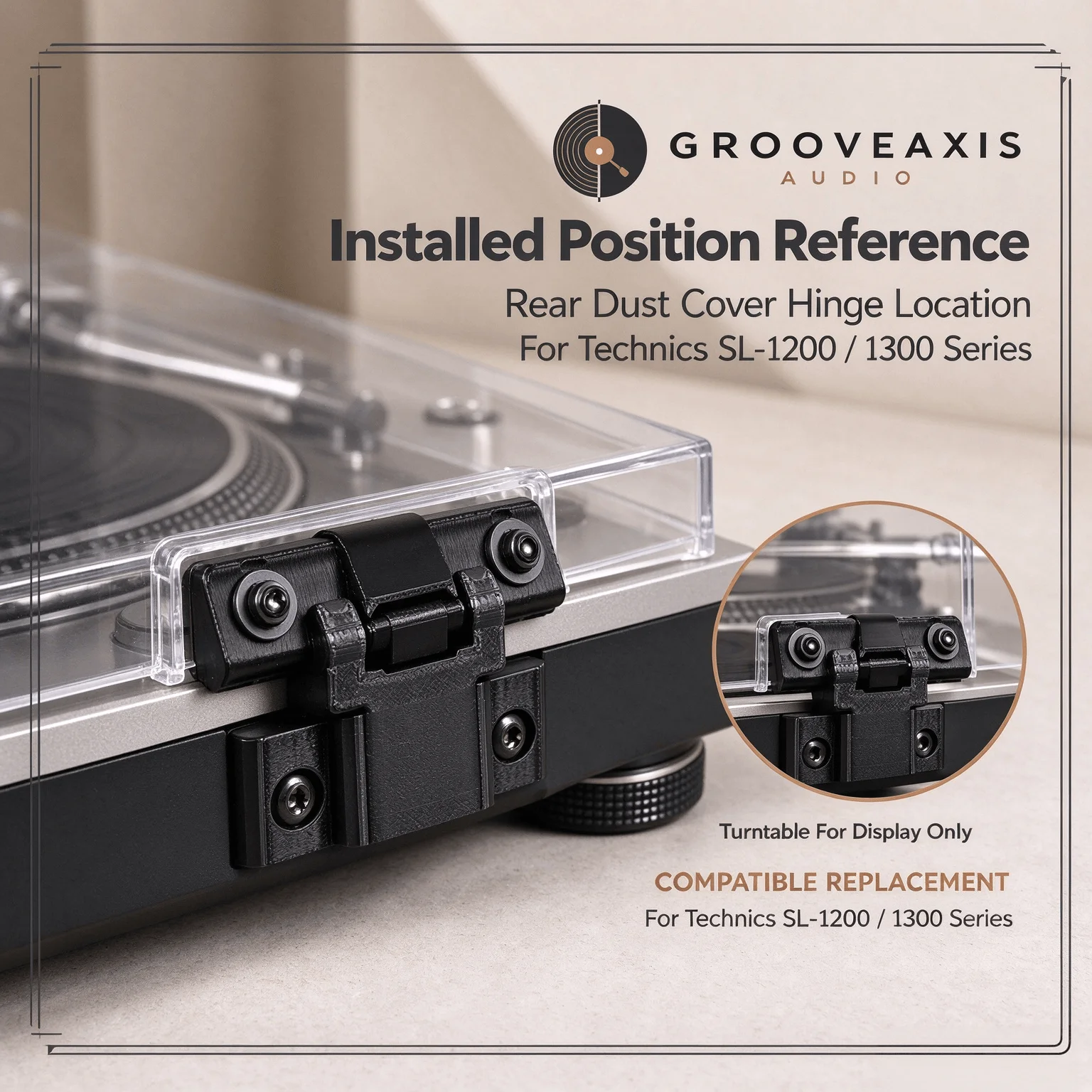 Replacement Turntable Lid Hinges GROOVEAXIS Universal Spring Loaded Dust Cover Hinges Pair for Vinyl LP Record Player Hardware