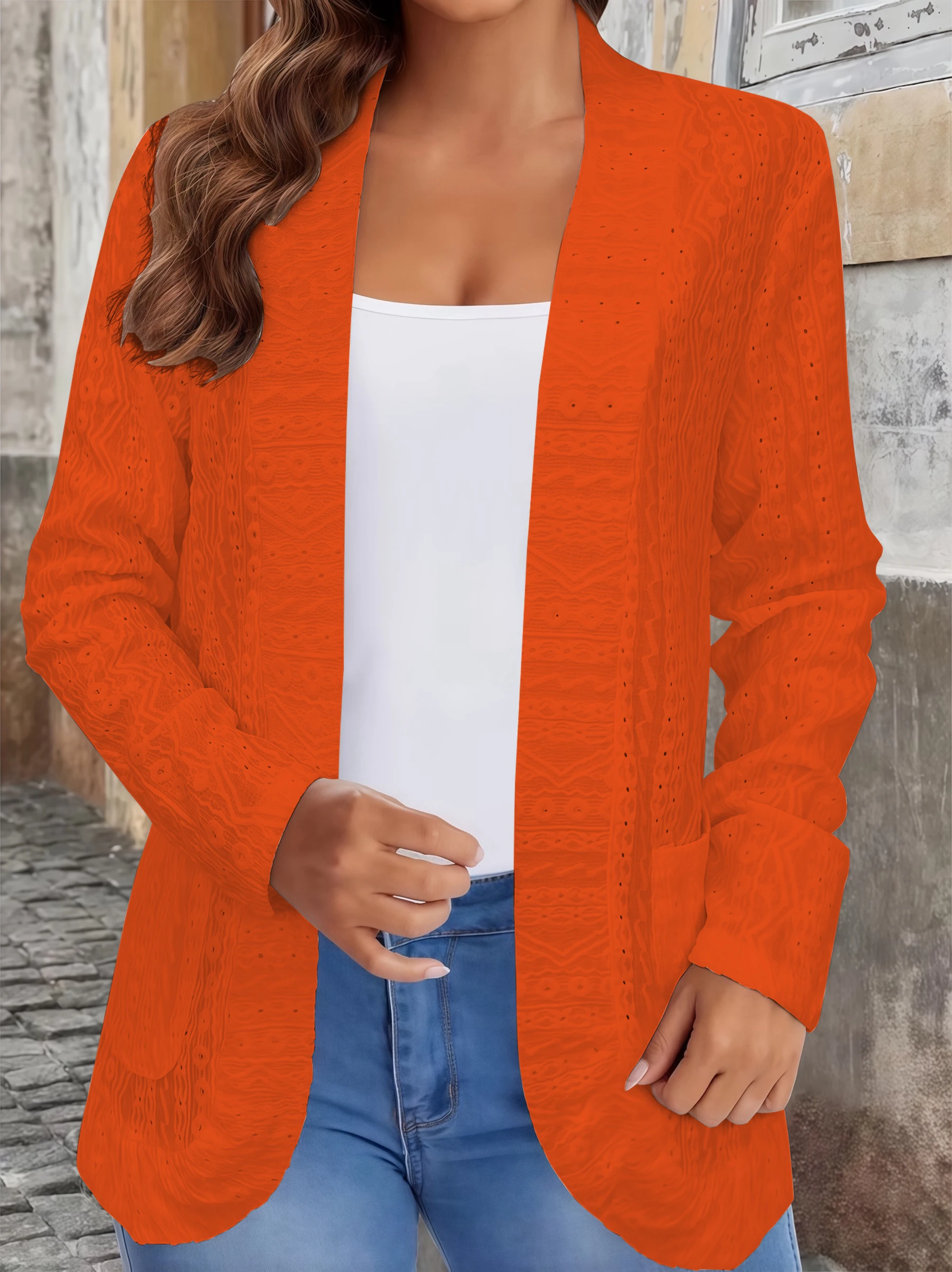 Plus Size Open Front Cardigan - Lightweight Sheer Jacket with Pockets, Chic Fall Outerwear for Women