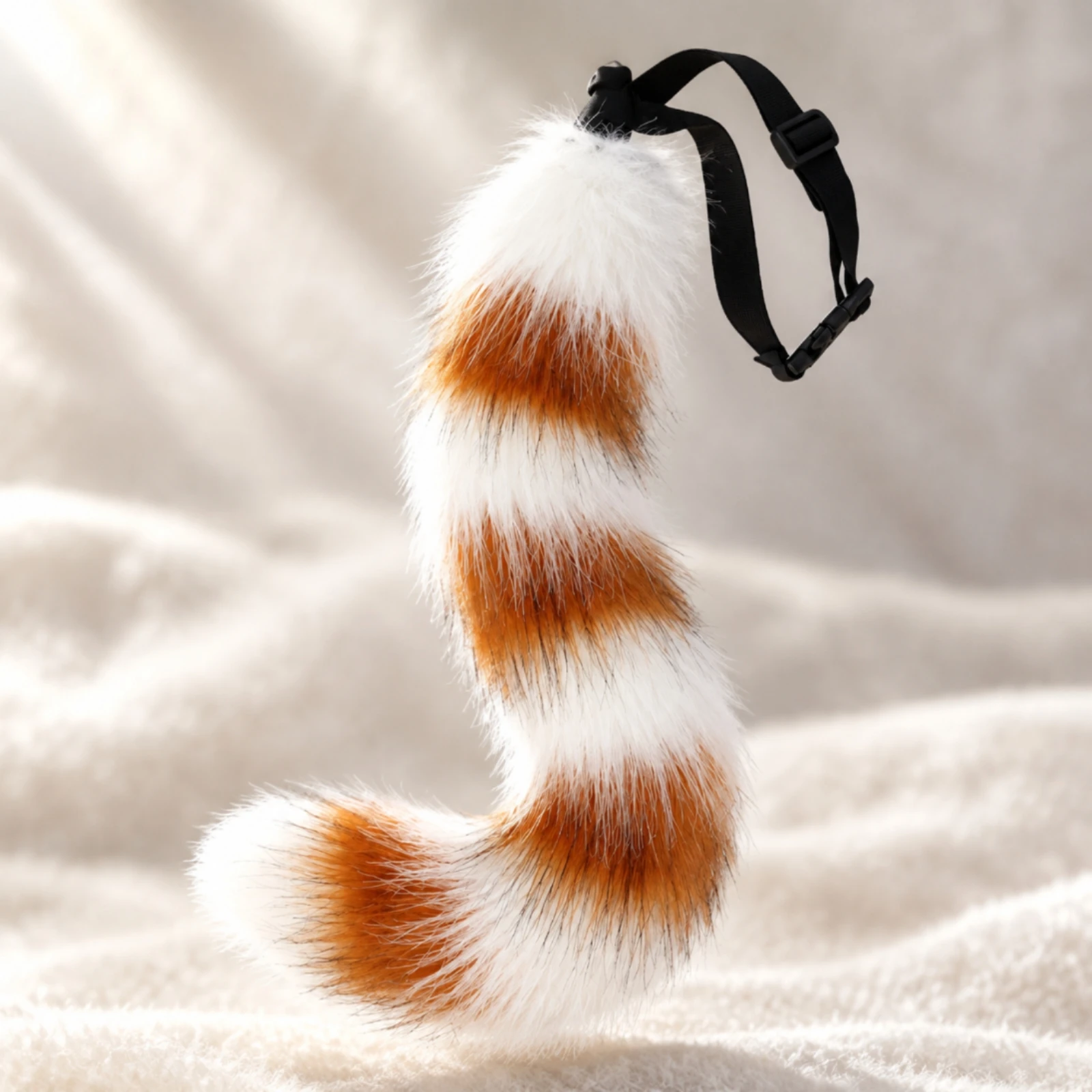 Soft Feline Tail Cosplay Accessory One Size Soft Feline Tail with Adjustable Waist Strap Handmade Eye Catching for Cosplayers