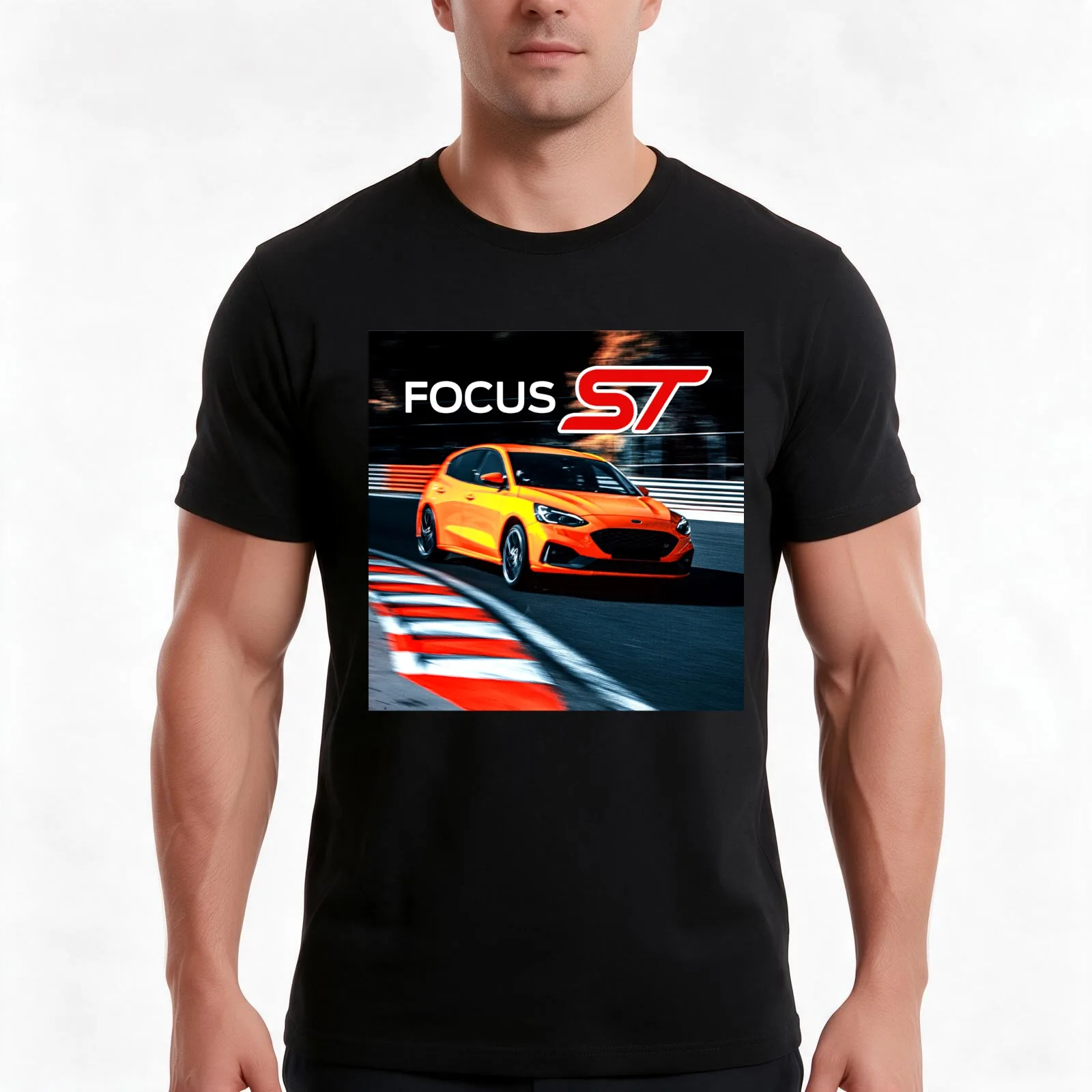 Focus ST T-Shirt, Summer Casual Cotton Tee, Oversized Streetwear Tops, Vintage Graphic Print, Loose Fit Short Sleeve