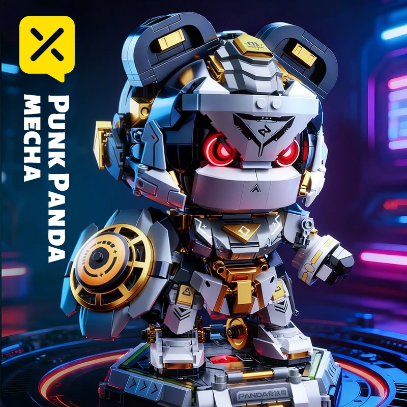 1623ピース パンクパンダ メカ組み立ておもちゃ 未来的なロボットブロックモデル テクノロジー愛好家や子供たちに最適 クールなライト付き 子供へのギフト