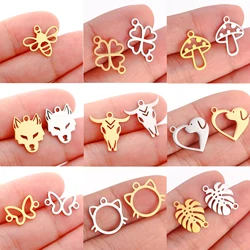 5Pcs/Lot Wild Animal Pendants Stainless steel Wolf/Cat/ Dog Pet Charms for DIY Necklace Bracelet Earrings Jewelry Making Finding