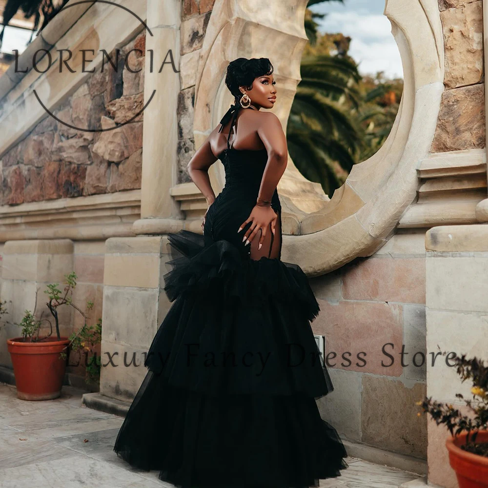 Simple Halter Prom Dresses 2025 Tulle Pleats Mermaid Elegant Evening Party Gowns Customized Sleeveless vestidos largos fiesta