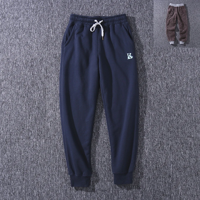 

Мужские зимние спортивные повседневные брюки Thiened Fce из чистого хлопка с бархатной подкладкой, молодежные модные длинные брюки для отдыха