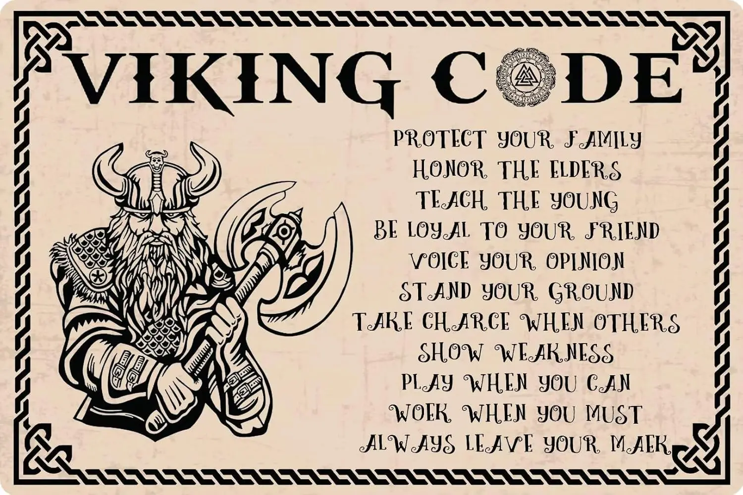Viking Gifts For Men Viking Code Sign Viking Wall Decor For Home Bar 8x12 inches sign