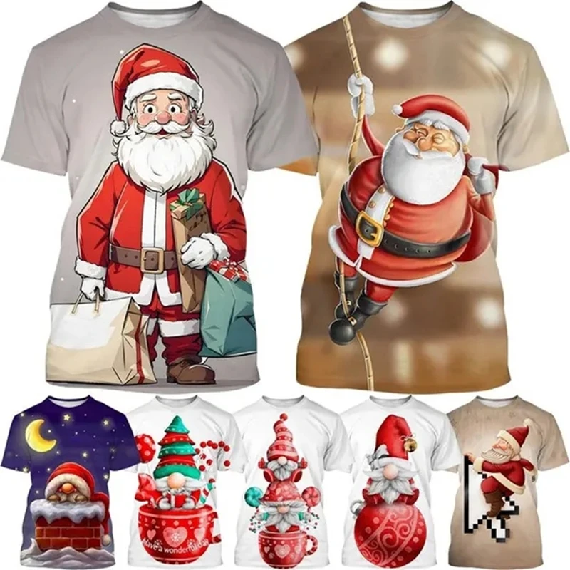 New Hot Selling Santa Claus 3D Printed T-shirt Christmas New Year Personalized Unisex Harajuku Style Casual Short Sleeve Tees