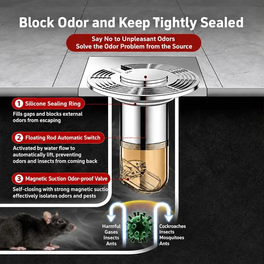 Floating Model Automatic Drainage Floor Drain ABS Prevents Clogging Floor Drain Insert Automatically Shuts Off Insect-proof