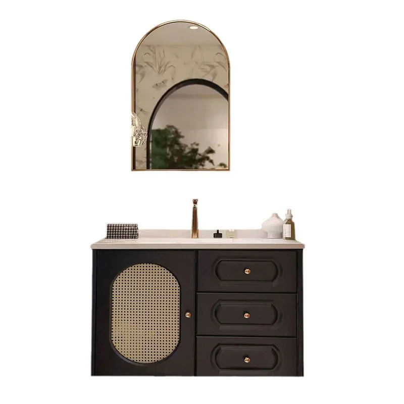

Small apartment bathroom cabinet Small size bathroom cabinet Wash table Bathroom rattan washbasin Wash face washbasin cabinet