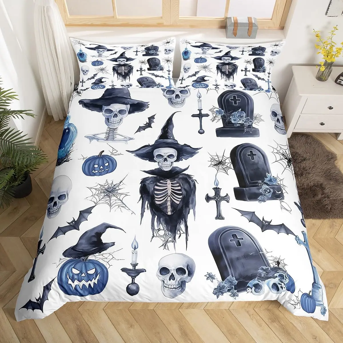 

Spider Web Printed Bedding Sets for Kids Queen King Size Spider Pattern Duvet Covers Animal Theme Bedspread Cover 3 Pcs No Quilt