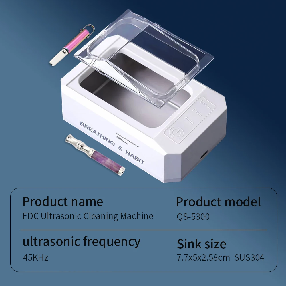 Portable Ultrasonic Cleaning Machine 45KHZ Multi-Purpose for Breathing Necklace Essential Oil Watch Jewelry Deep Cleaning