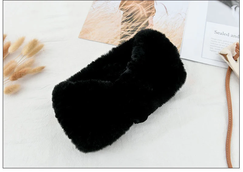 Luxuriöses Winter-Stirnband für Damen aus 100% Rex-Kaninchenfell, Elastisches Haarband aus Echtfell, Hochwertige Mode-Accessoires – Detail 15