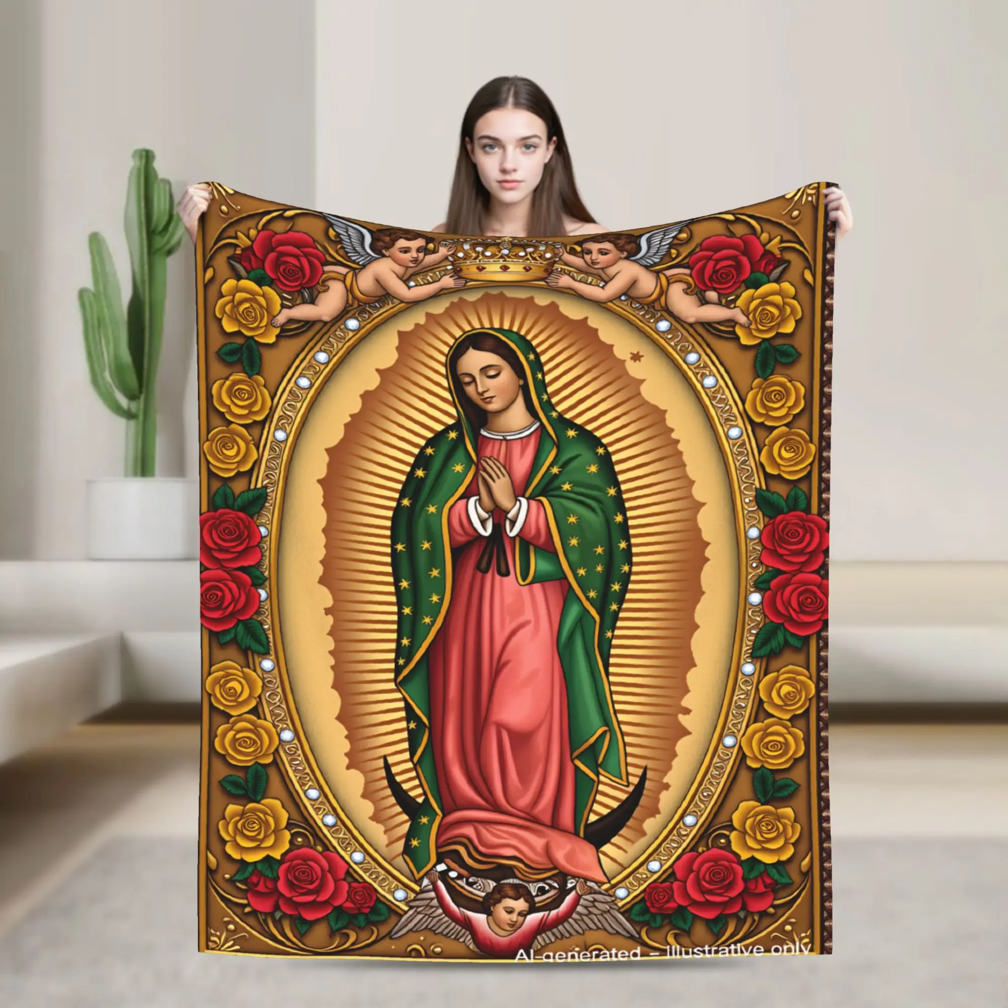 Super Warm Blanket Our Lady Of Guadalupe Virgin Mary Catholic Mexic Bedding Throws  Flannel Bedspread For Bedroom Sofa Bed Cover
