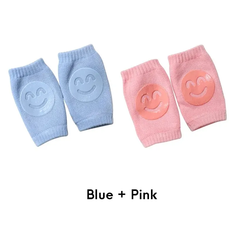 2 Pairs of Baby Leg Socks, Toddler Crawling Baby Smiley Knee Pads Anti-Slip Socks, Soft and Elastic, Suitable for Babys