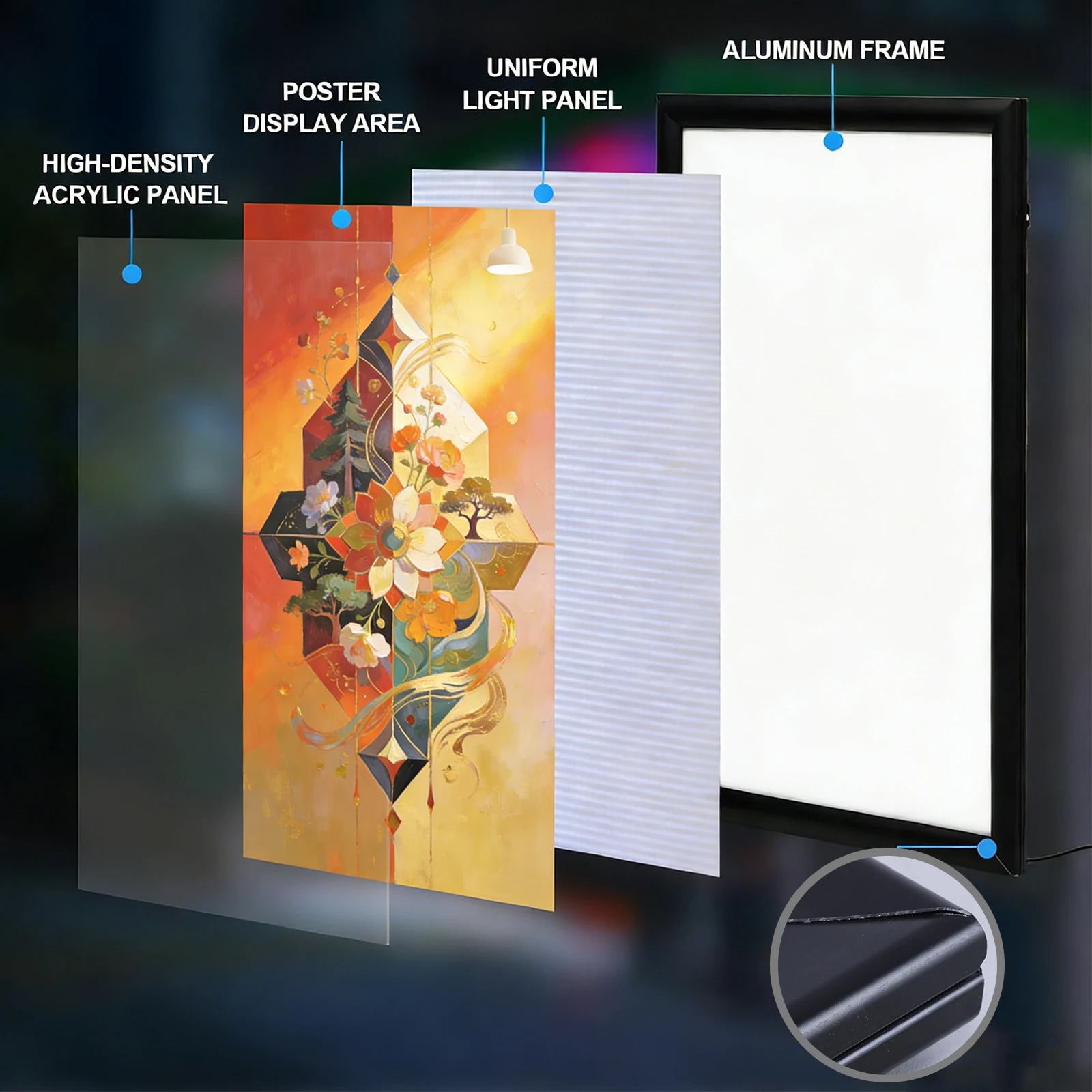 Wall Mounted LED Lightbox 15.7 X 23.6in/ 23.6 X 35.4in with Dimmer Switch for Paintings & Pictures Digital Signage Display