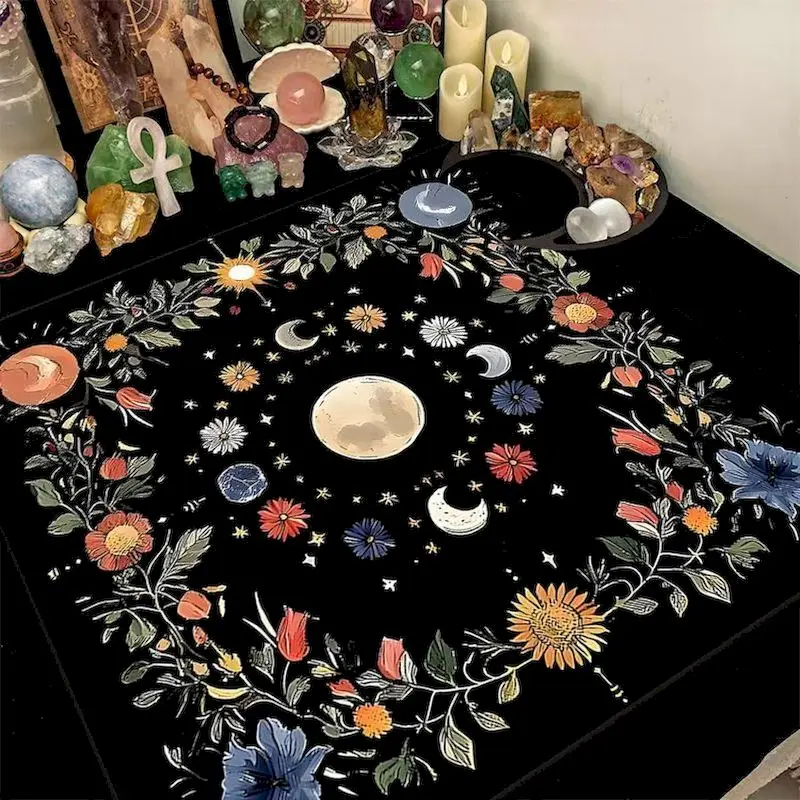 VIKAMA Gothic Pink Butterfly Tarot Card Tablecloth, 6 Assorted Designs, Divination Decor for Witchcraft Wicca
