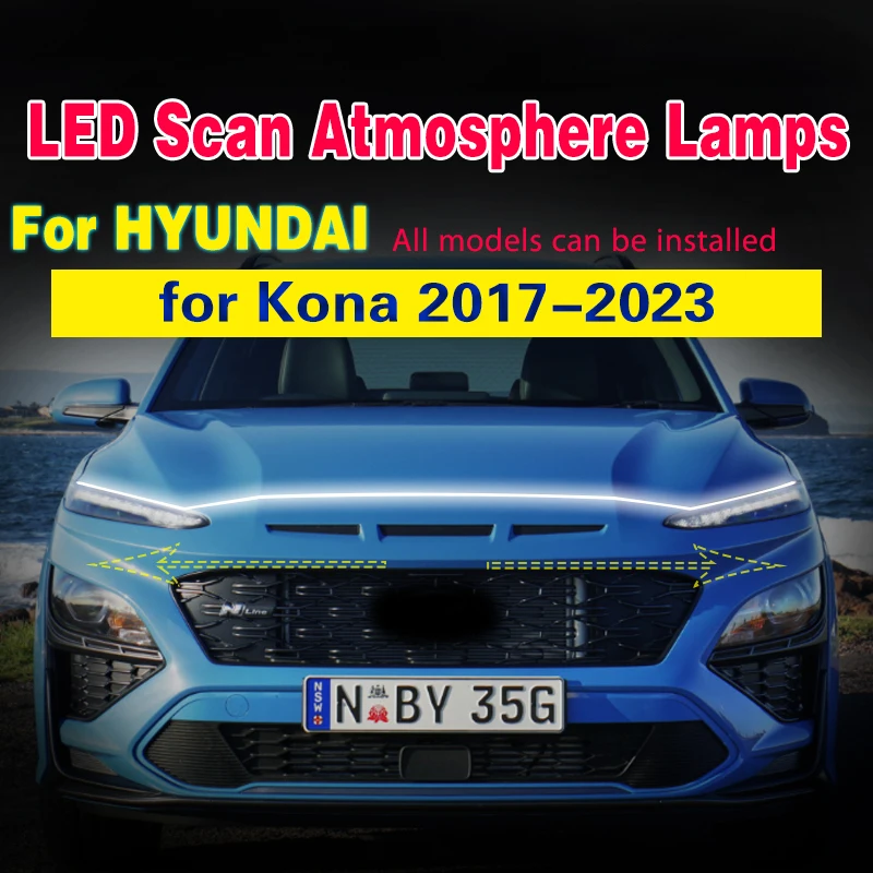 

For Hyundai Kona 2017-2023 Dynamic Scan Starting Car DRL Lamp 12V LED Daytime Running Light Car Decorative Atmosphere Lamps DRL