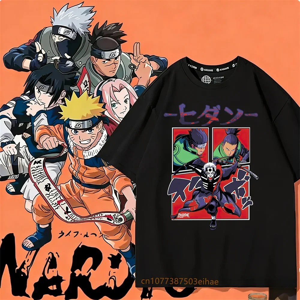 New Naruto Anime Printed T-shirt Hip Hop Street Dress Japan 2026 Harajuku Cotton T-shirt Men's and Women's Kids Short Sleeves