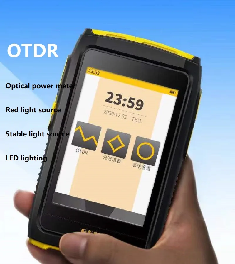 OFW Mini OTDR Active Fiber Live Test, 1550nm, 20dB, 80km, Fiber Reflectometer, Touch Screen, OPM, VFL, OLS, SC, APC, UPC Connect